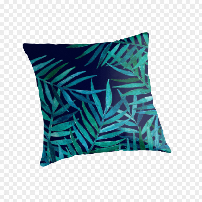 WATERCOLOR LEAF Throw Pillows Turquoise Aqua Electric Blue Teal PNG