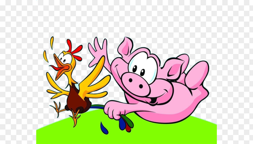 Cartoon Pig Chicken Domestic Photography Illustration PNG