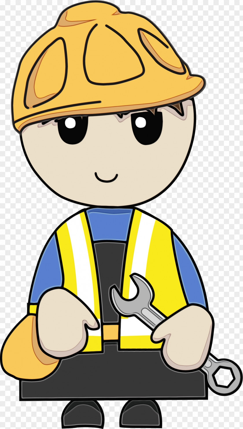Fictional Character Pleased Cartoon Clip Art Yellow Construction Worker Headgear PNG