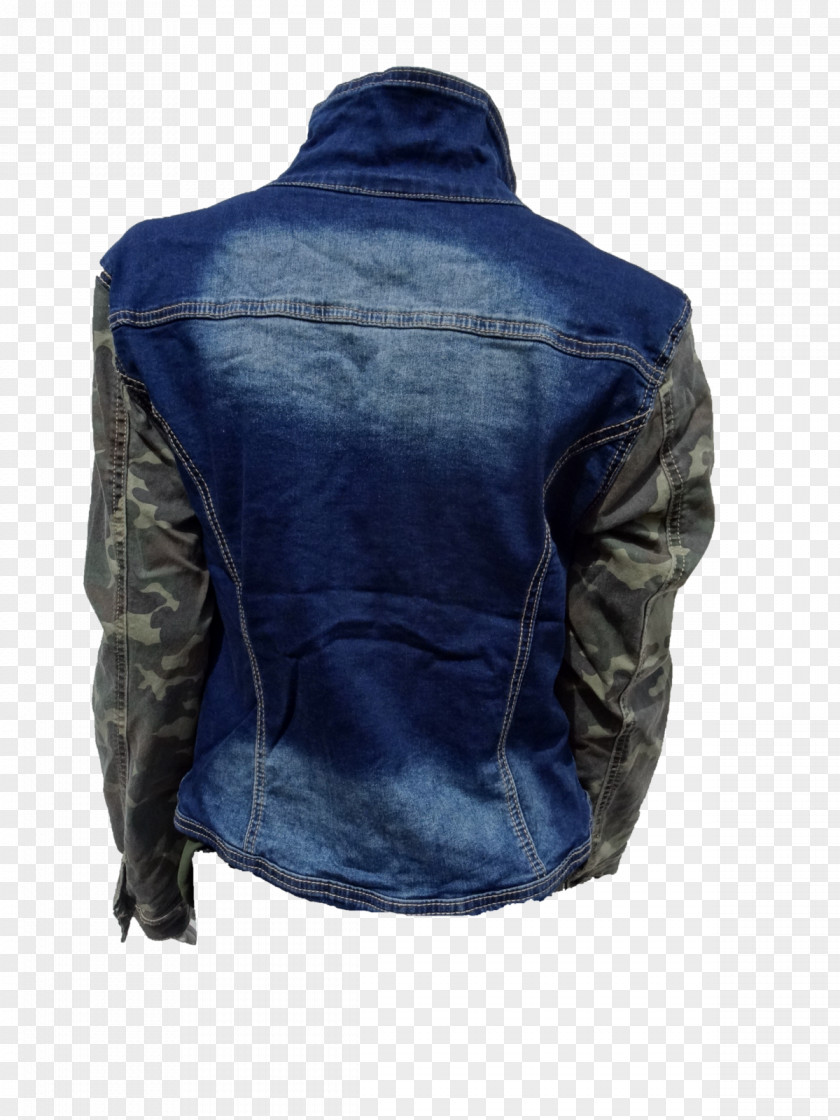 Jacket Leather Cobalt Blue Denim PNG