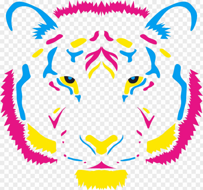 Watercolor Tiger CMYK Color Model Leopard Clip Art PNG