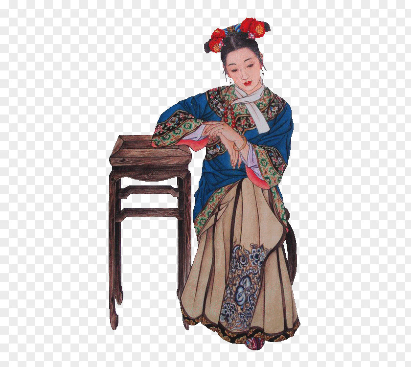 Women In Ancient China Dream Of The Red Chamber Water Margin Jia Baoyu Qing Dynasty Painting PNG