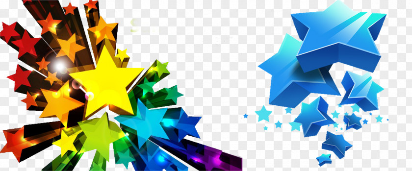 Colorful Five-pointed Star Three-dimensional Space Euclidean Vector PNG
