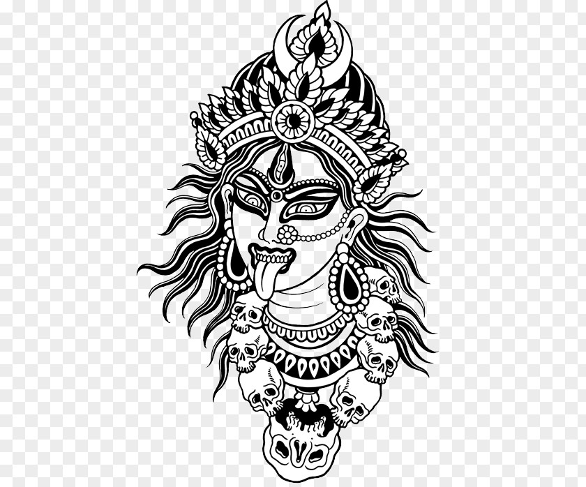 Line Art Kali Black And White Drawing PNG
