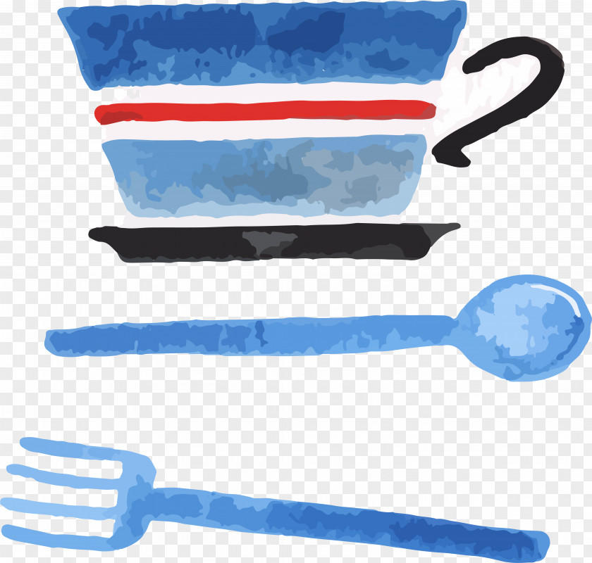 Blue Fresh Water Color Tableware Watercolor Painting Download PNG