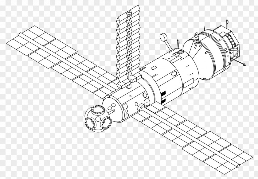 Drawing Mir Core Module Space Station Kvant-2 Soyuz PNG