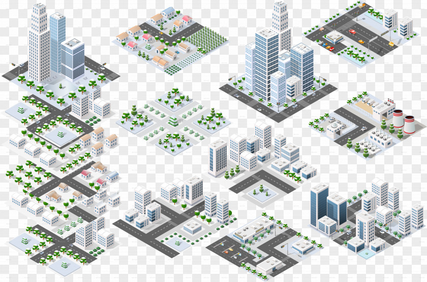 Isometric City Exercise Projection Architecture Building PNG