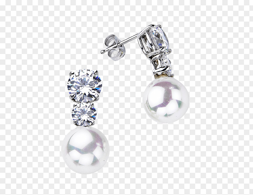 Cubic Zirconia Pearl Earring Carat Jewellery PNG