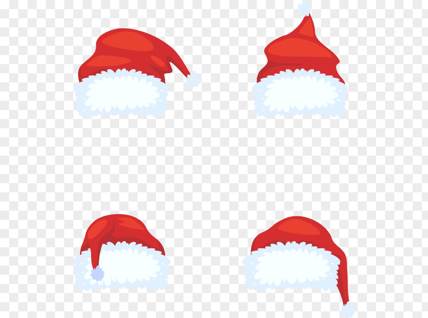 Four Flat Christmas Hats Santa Claus Hat Design PNG