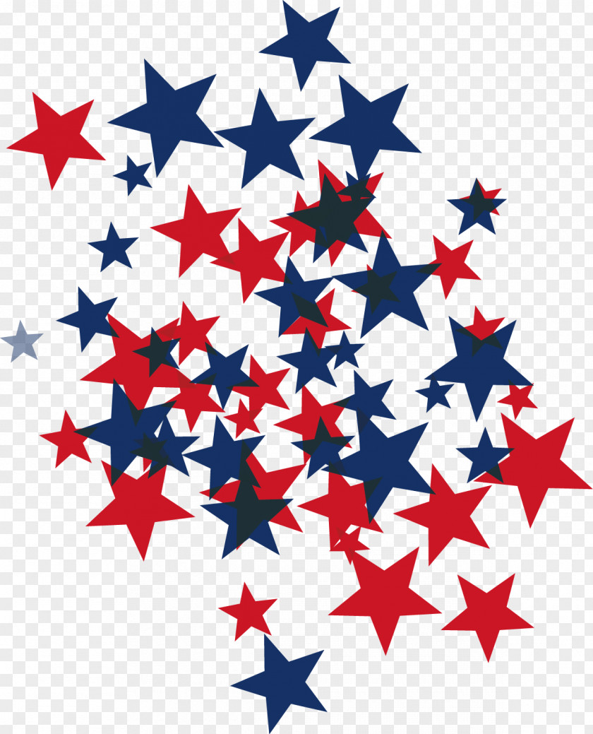Vector Hand-painted Blue And Red Stars Clip Art PNG
