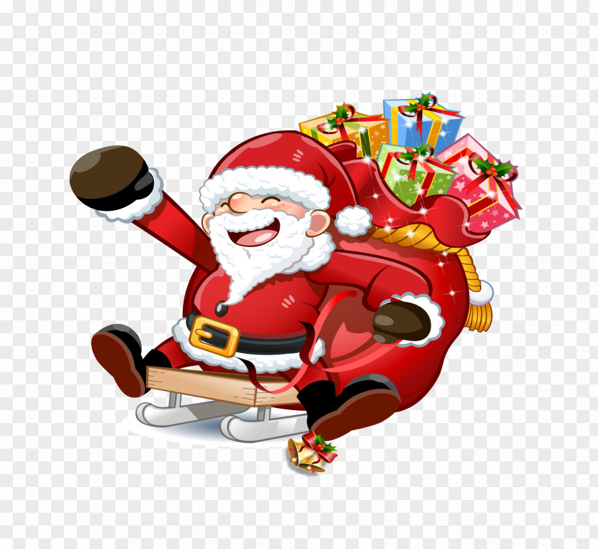 Santa Claus Carrying A Gift Of Laughter Christmas Clip Art PNG