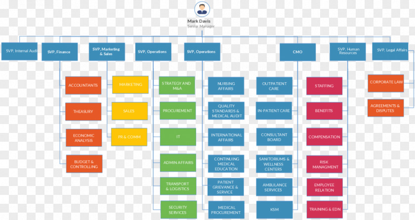 Employee Reporting Relationship Organizational Chart Structure Template PNG