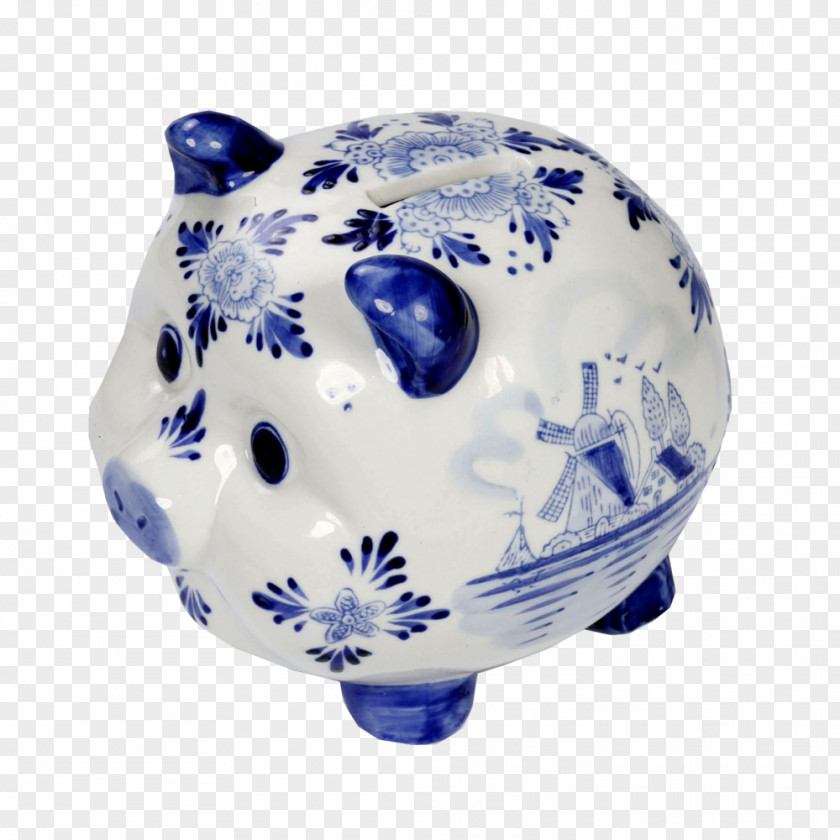 Moneybox Blue And White Pottery Cobalt Ceramic Porcelain PNG