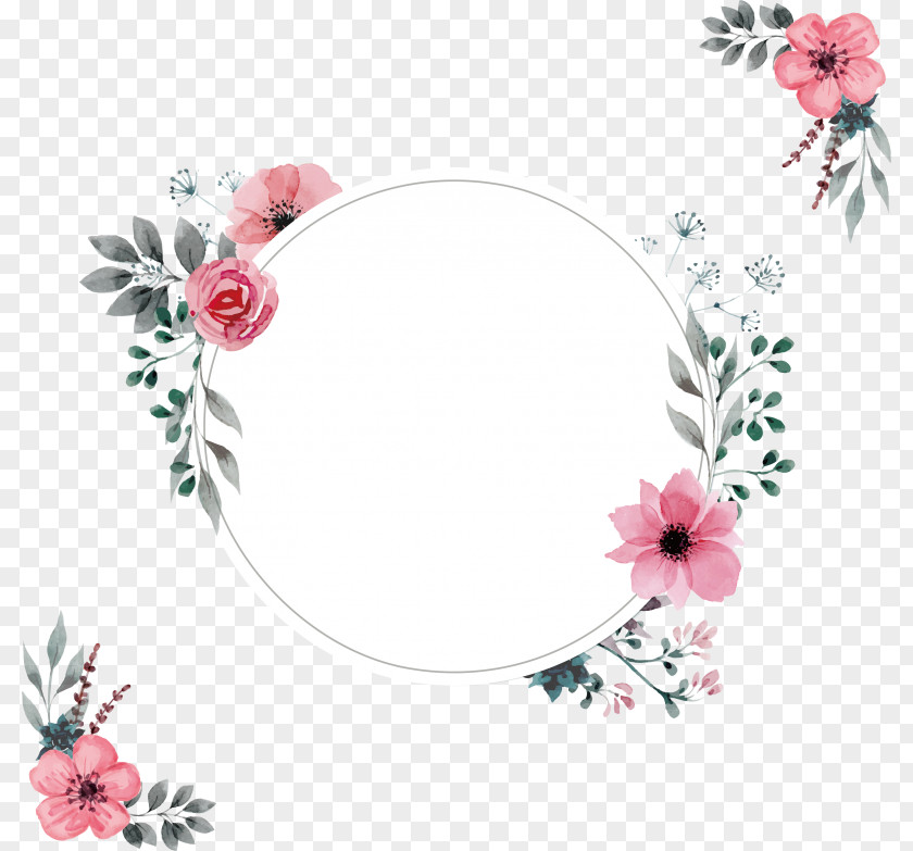 Picture Frame Plant Watercolor Flowers PNG