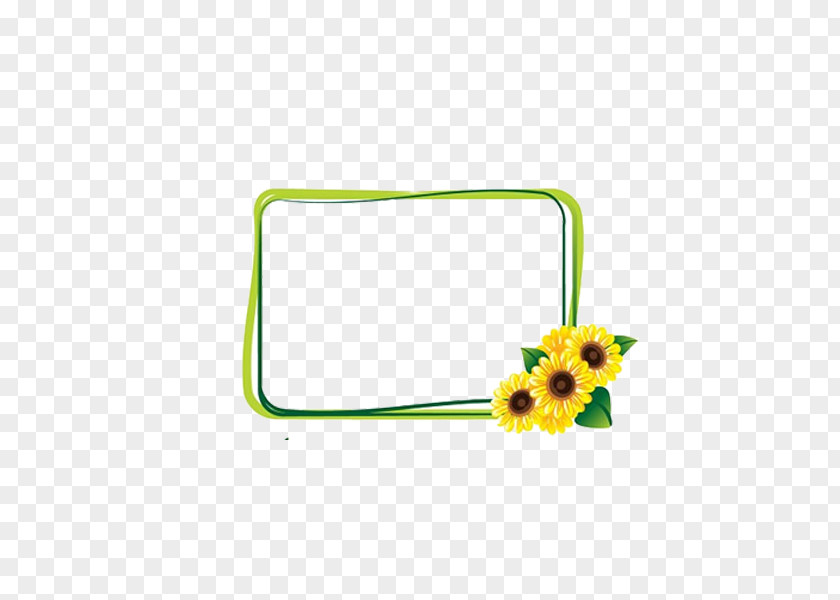 Sunflower Square Box Picture Frame Illustration PNG