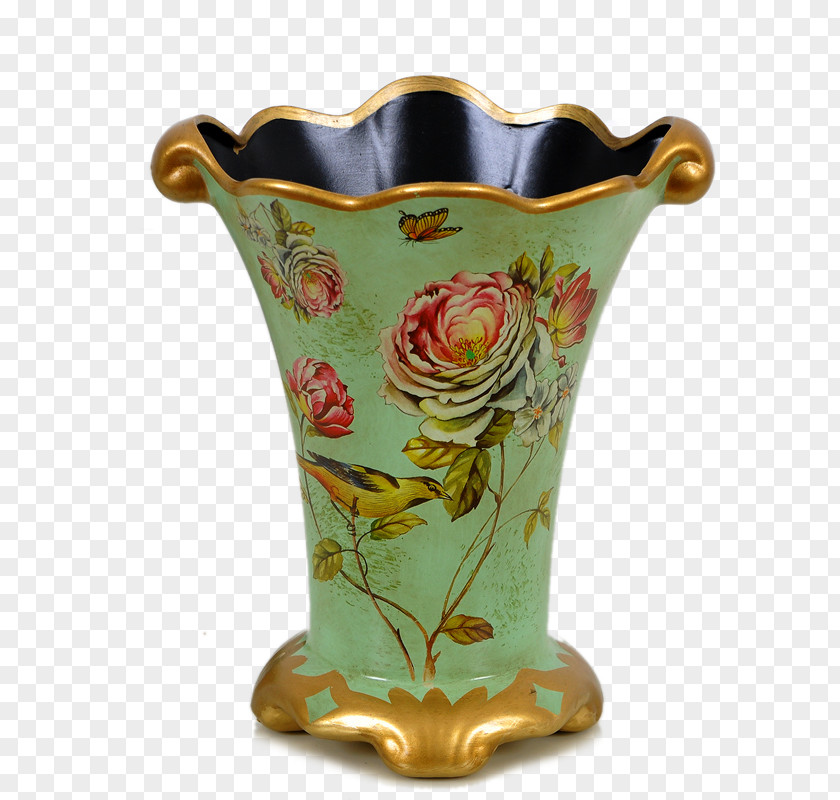 Continental Gold Pots Flowerpot Vase Container Porcelain PNG