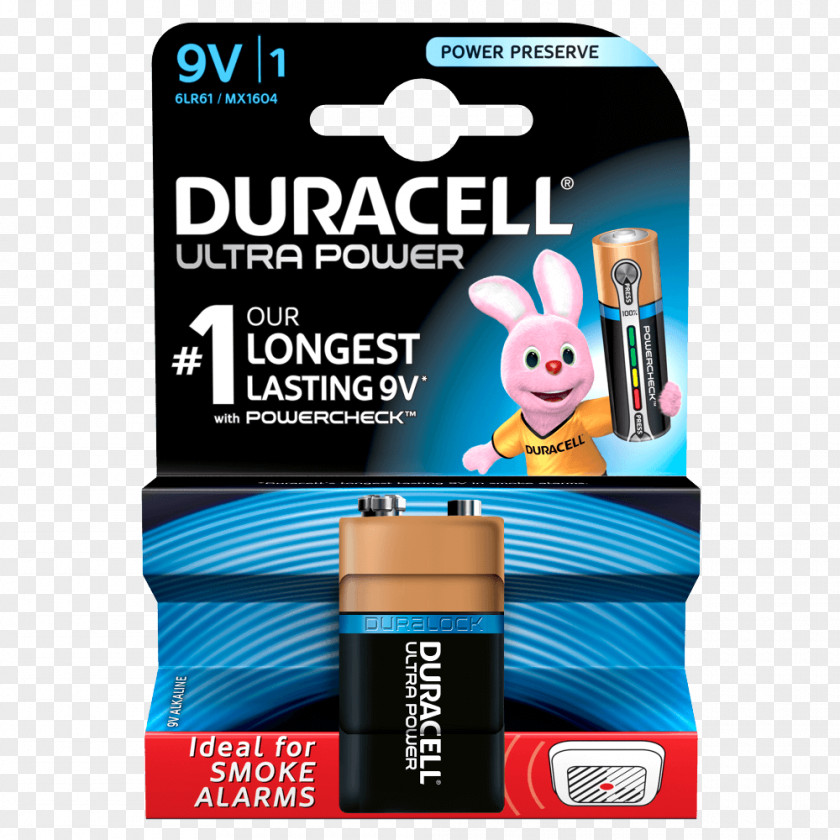 9v Battery Electric Nine-volt Alkaline Duracell 9V Ultra Power PNG