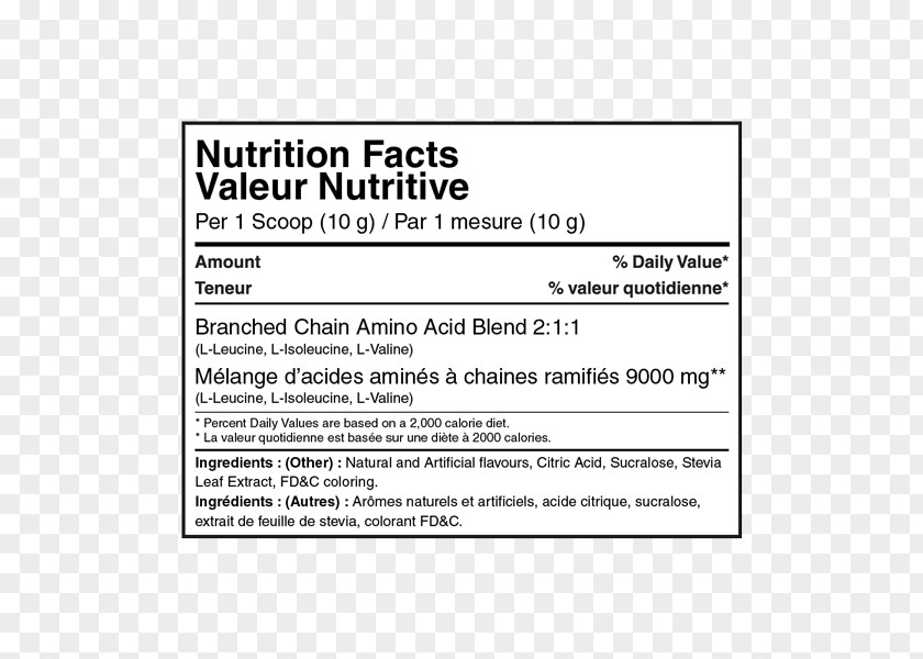 Bcaa Nutrition Facts Label Branched-chain Amino Acid Protein If(we) PNG