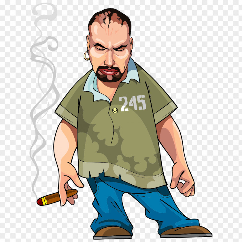 Man Smoking Vector Cartoon Illustration PNG