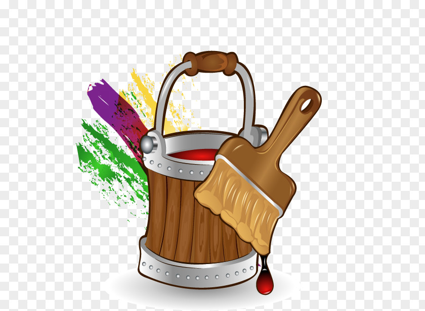 Paint Bucket Cartoon Brush PNG