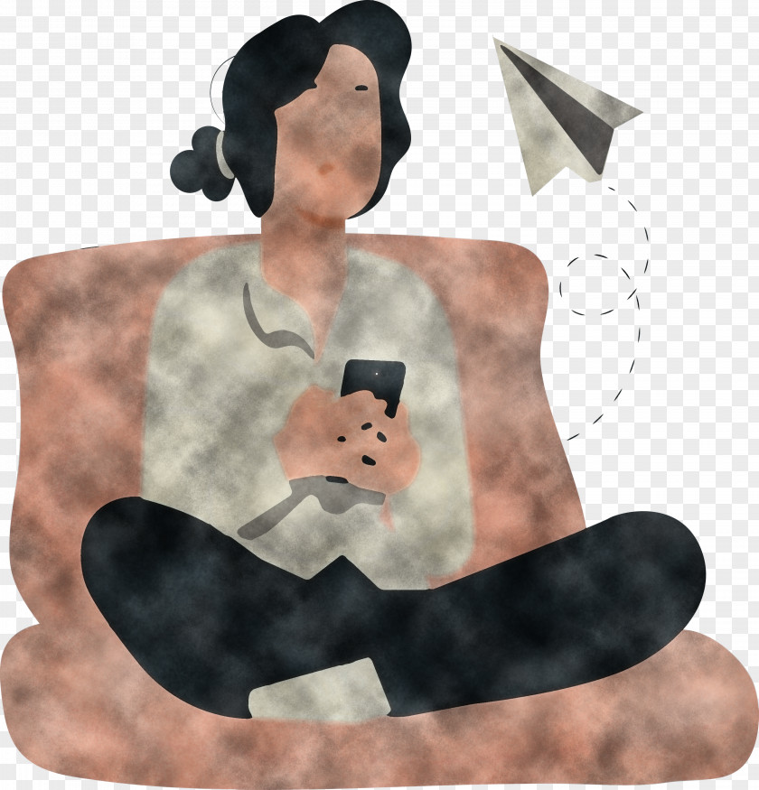 Girl Playing Mobile Phone PNG