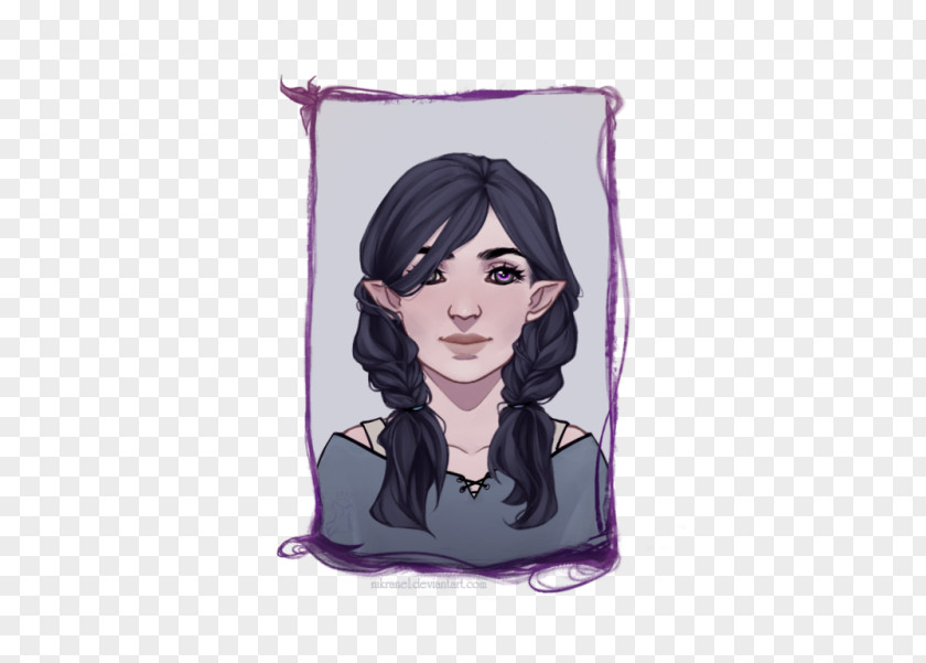 Purple Black Hair Cushion Character PNG