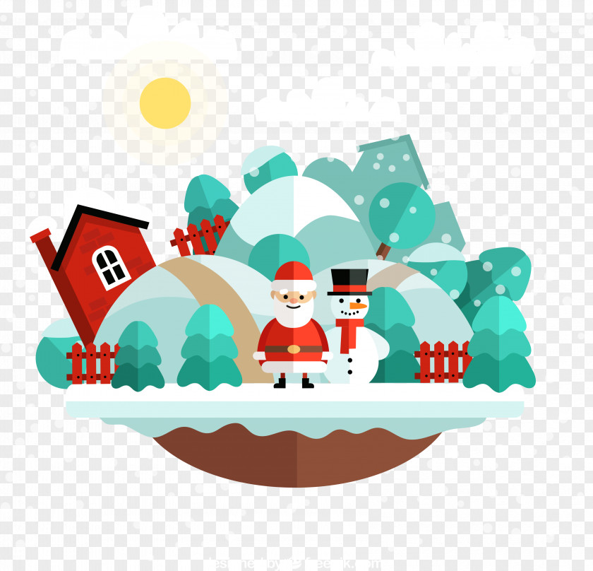 Winter Snowman Creative Christmas Card Santa Claus Gift Nativity Scene PNG