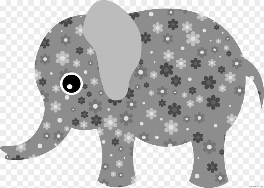 Elephant Floral Design Retro Style Illustration Image PNG