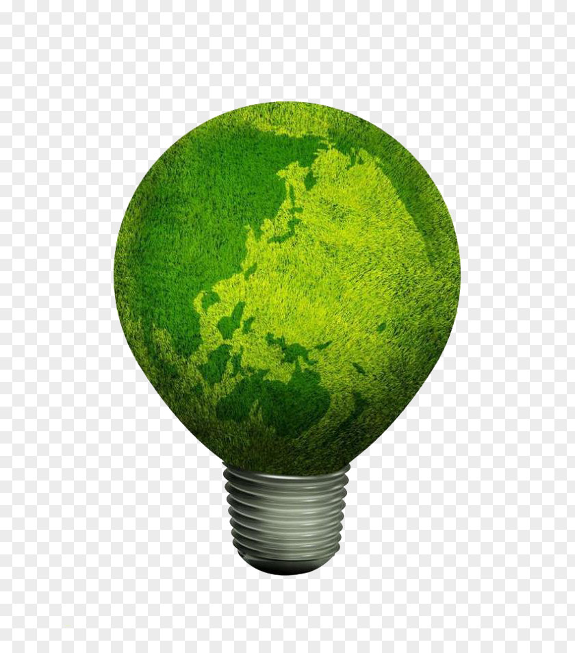 Green Grass Earth Elements Incandescent Light Bulb Illustration PNG