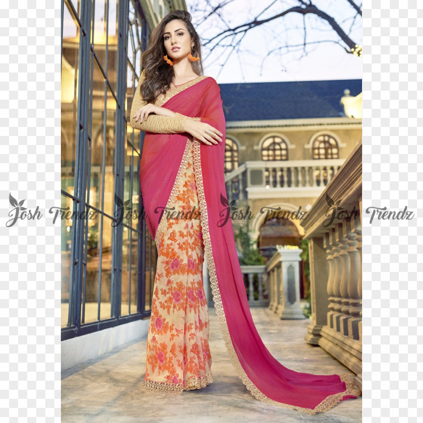 Georgette Textile Chiffon Sari Silk PNG