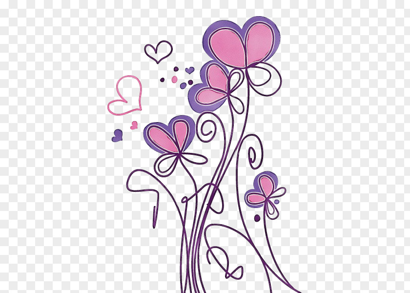 Line Art Magenta Pink Heart Pedicel Plant Flower PNG