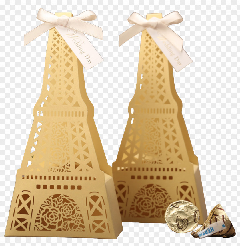 Wood Hollow Tower Eiffel Paper Box Party Favor Gift PNG