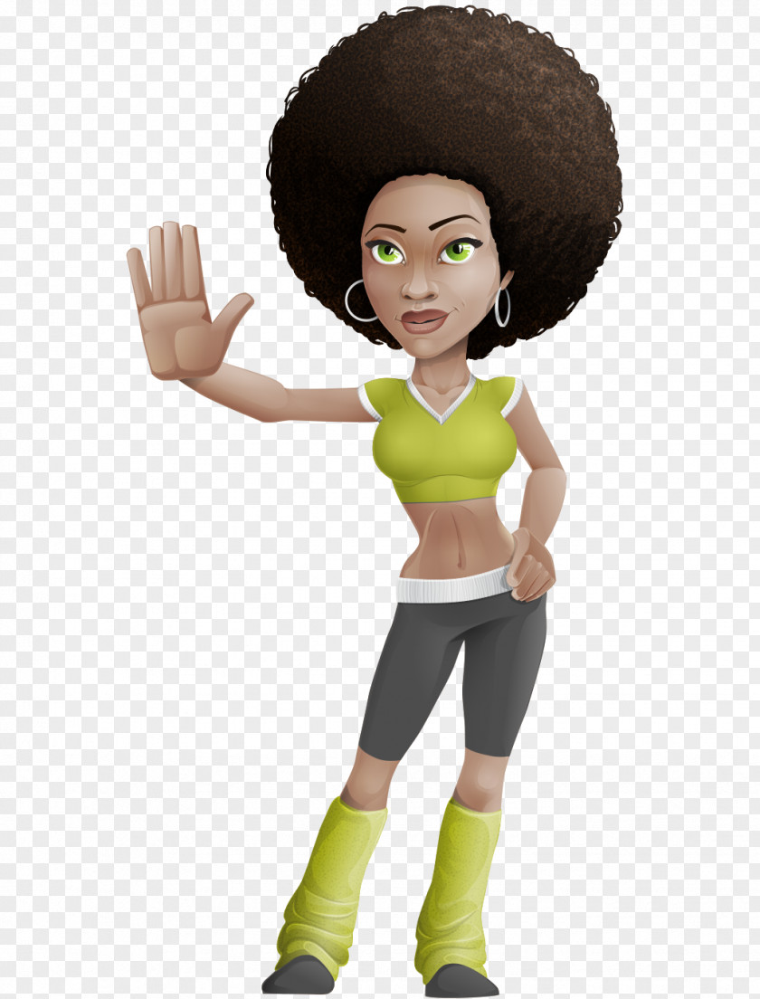 Cartoon Painted Abroad Punta Hair Sport Woman Character Afro PNG
