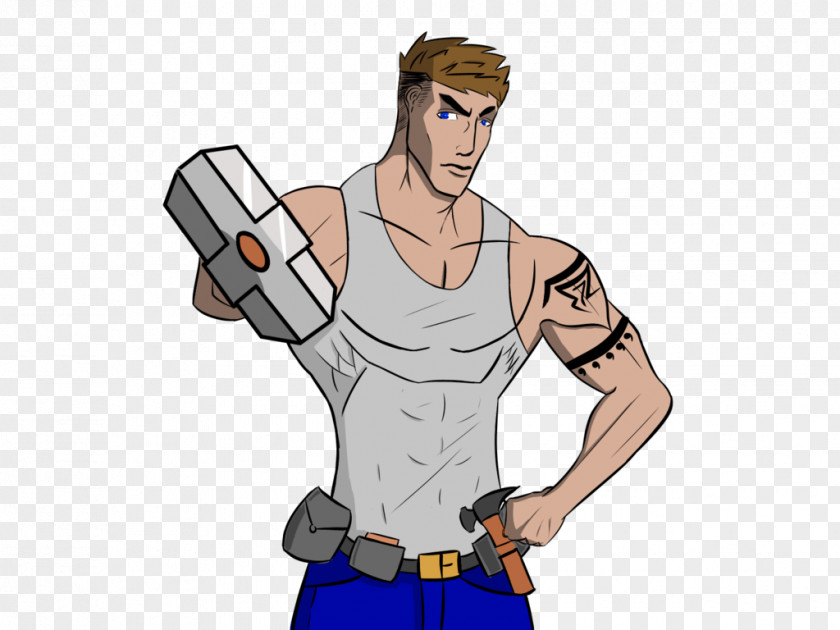 Construction Man Thumb Fiction Cartoon Shoulder PNG