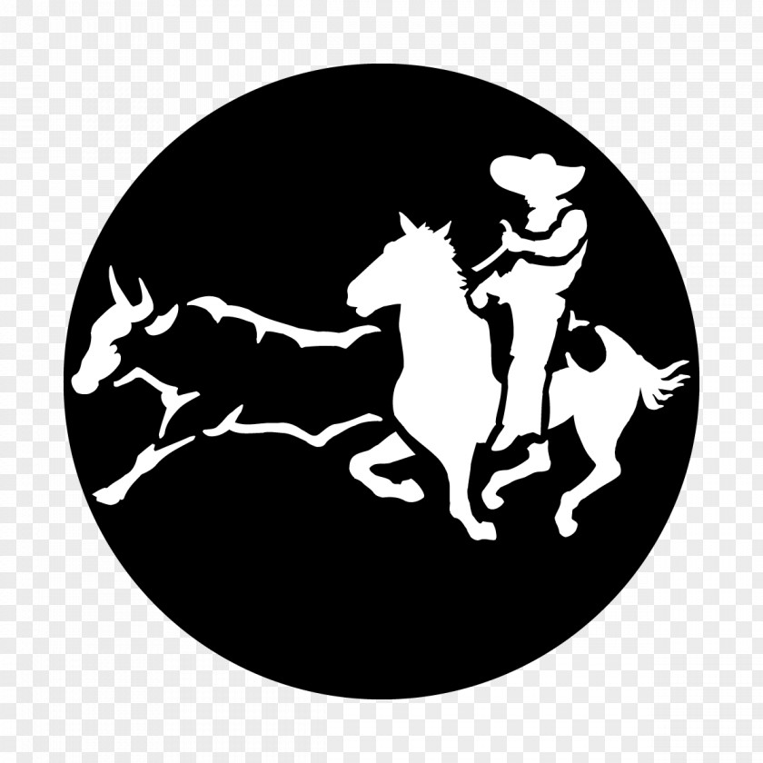 Mustang Calf Roping Gobo Metal Cowboy PNG