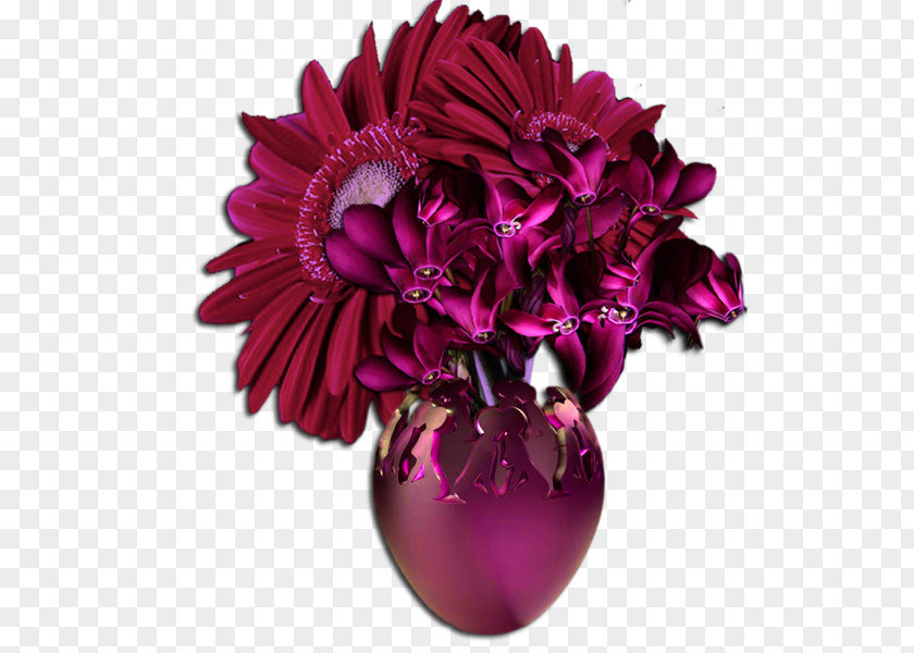 Violet Purple Floral Design Vase PNG