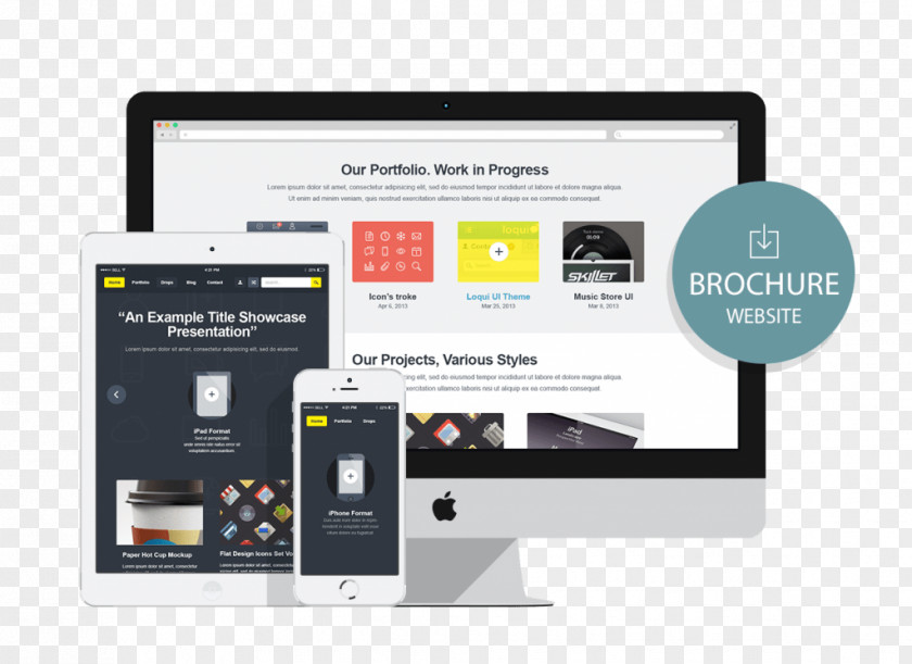 Restaurant Brochure Design Responsive Web Mockup User Interface PNG