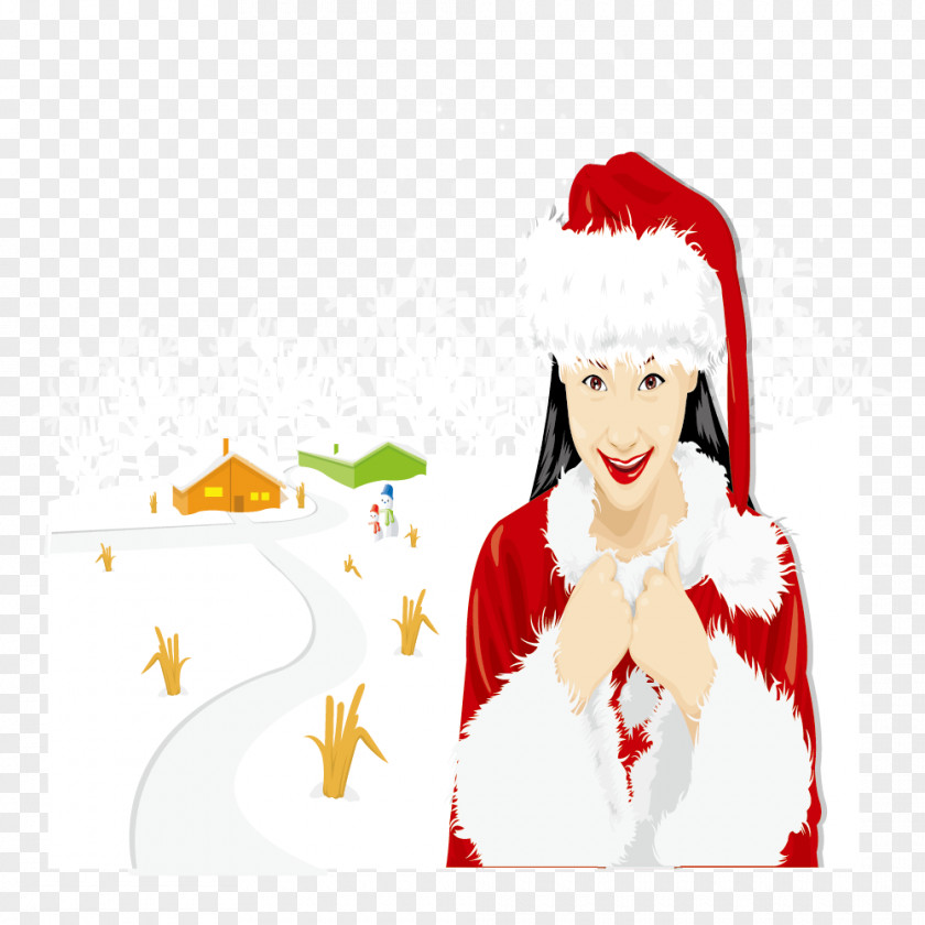 Snow Christmas Costumes Woman Santa Claus Ornament Illustration PNG