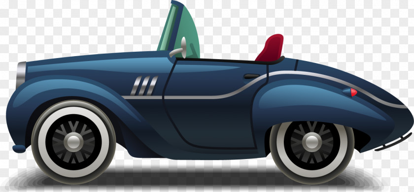 Cartoon Dark Blue Car Sports Door Automotive Design Convertible PNG