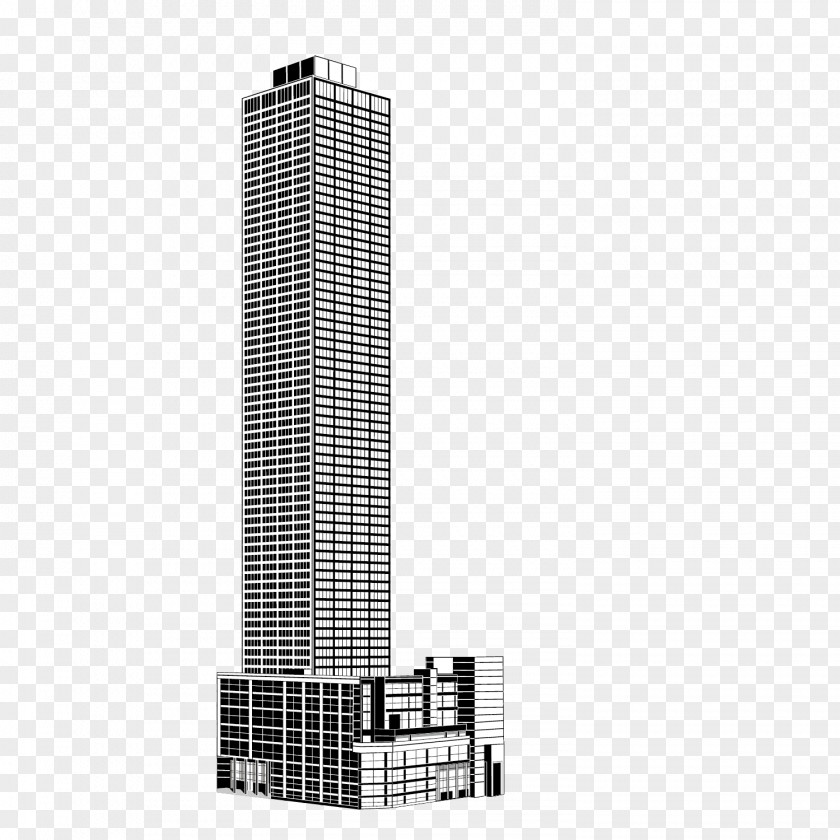ThreeDimensional Building Aon Center Black And White Skyscraper PNG