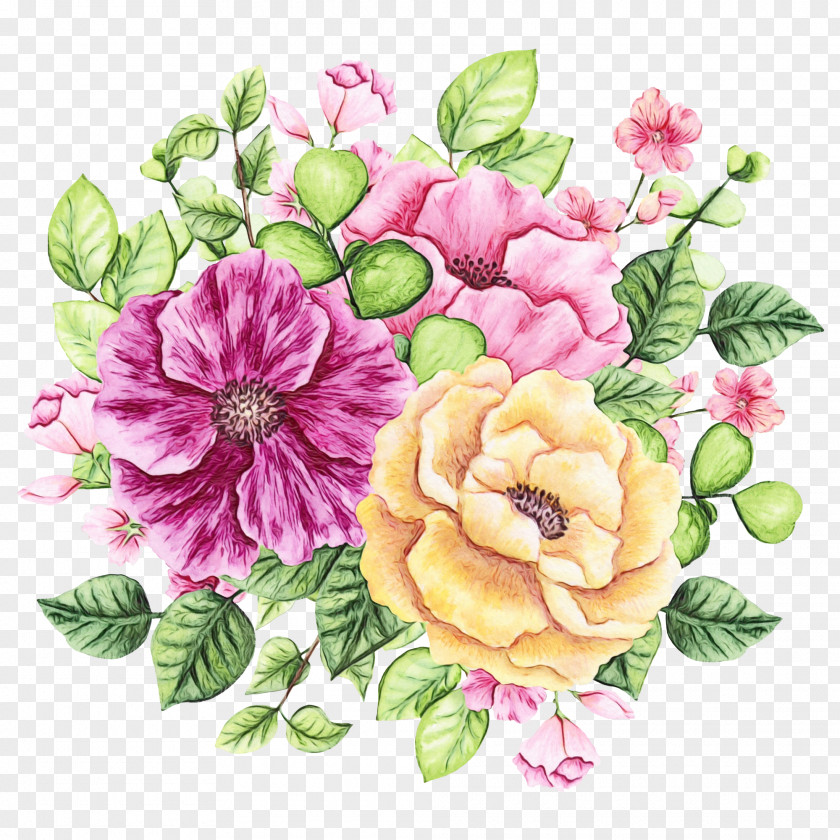 Camellia Bouquet Watercolor Floral Background PNG