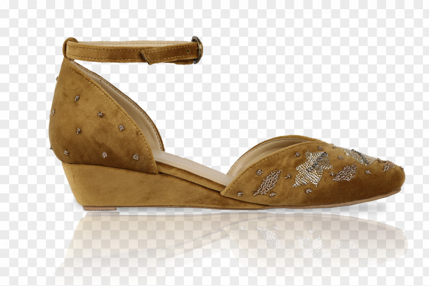 Gold Petal Shoe Sandal Suede PNG