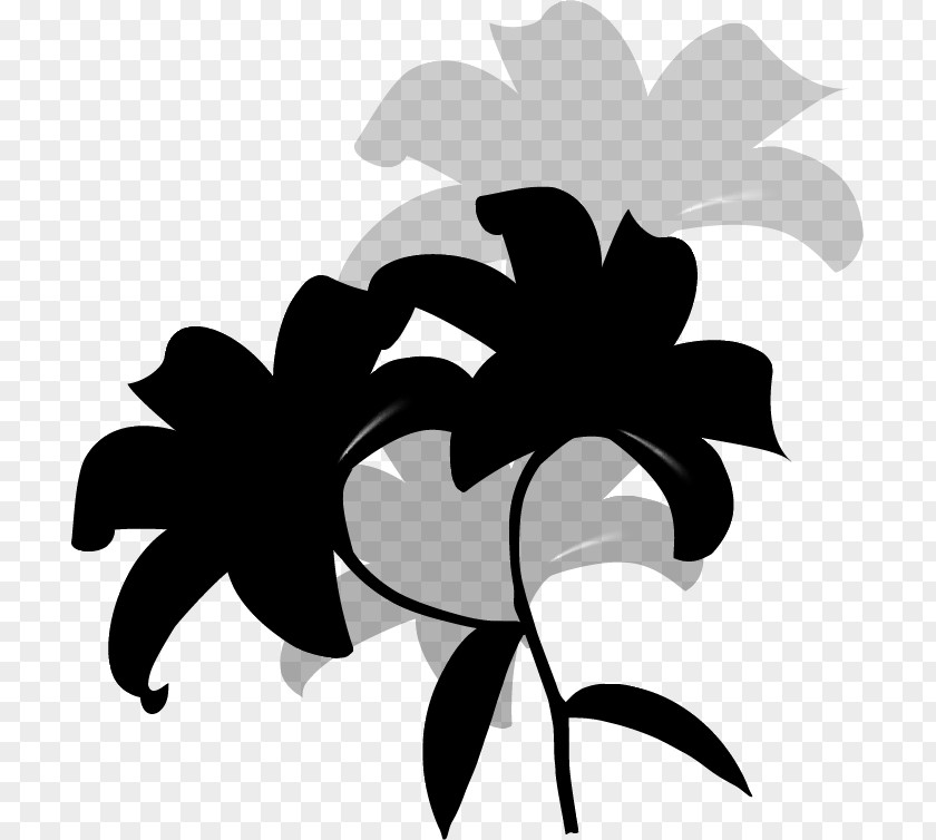 M Leaf Floral Design Petal Clip Art Black & White PNG