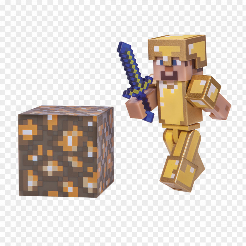 Golden Figure Minecraft Steve Video Game Armour Action & Toy Figures PNG