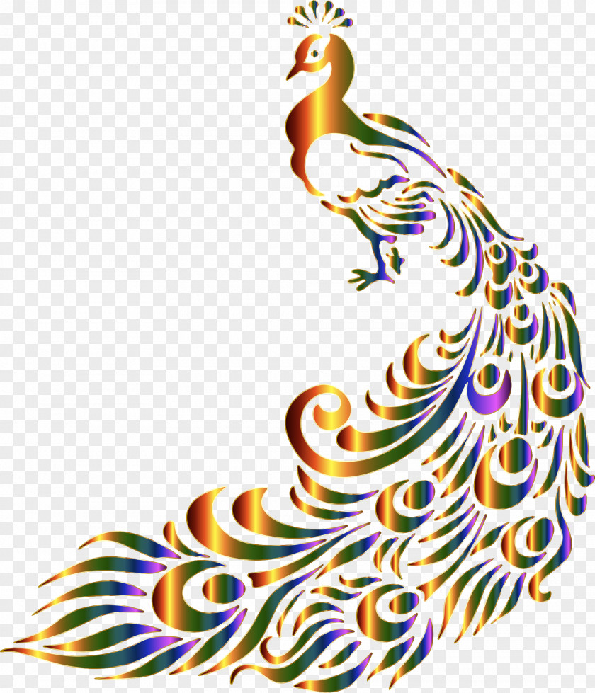 Peacock Stencil Peafowl Wall Decal PNG