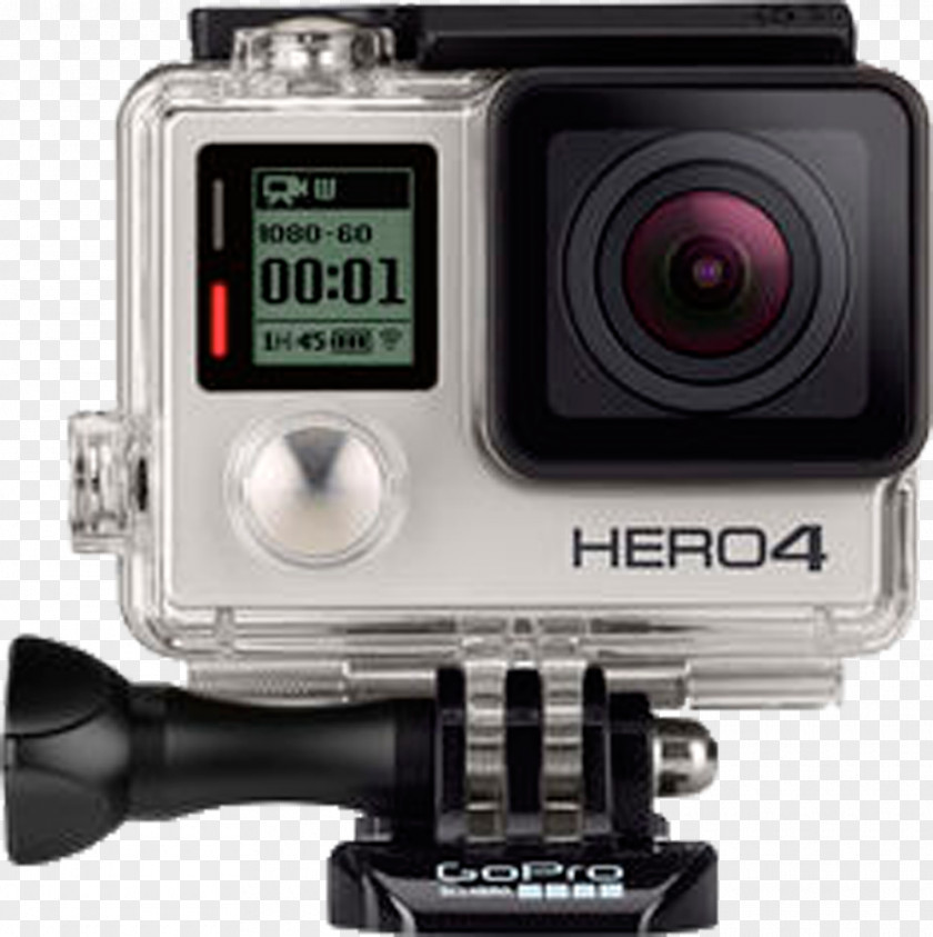 GoPro Hero 4 HERO4 Black Edition Silver Camera PNG