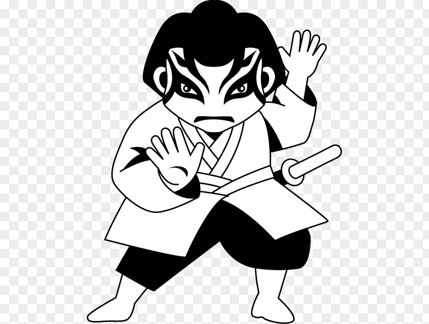 D-day Kabuki Line Art Cartoon Clip PNG