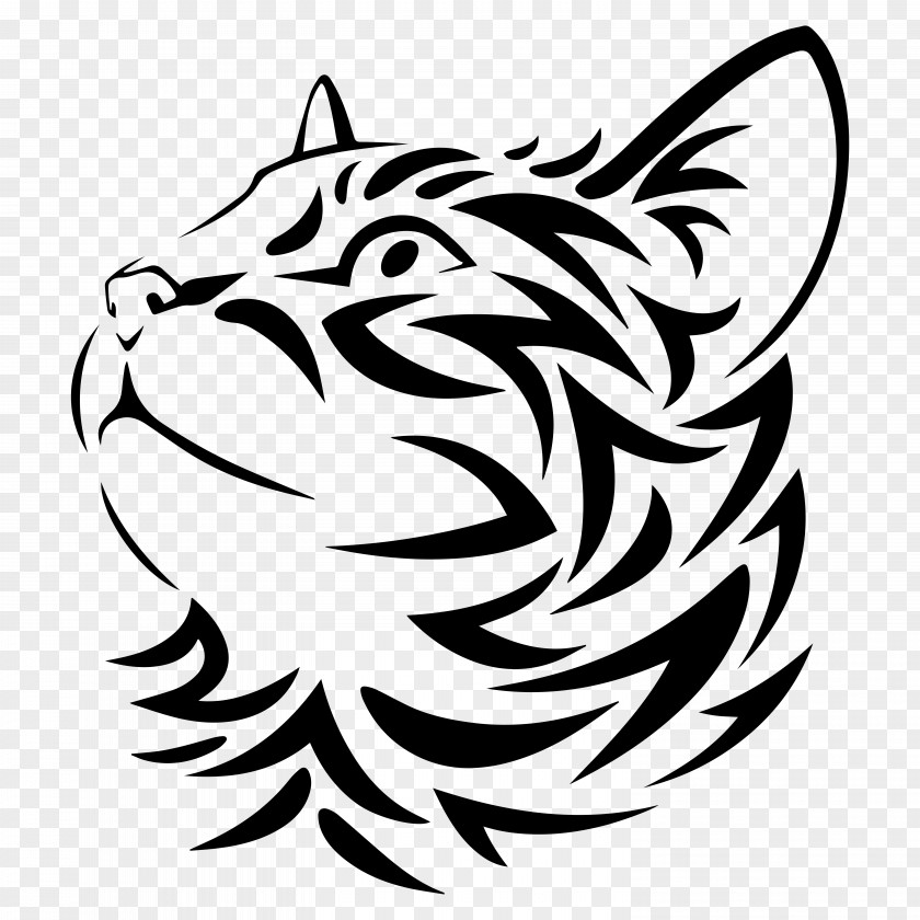 Snout Wildlife White Bengal Tiger Head Line Art PNG