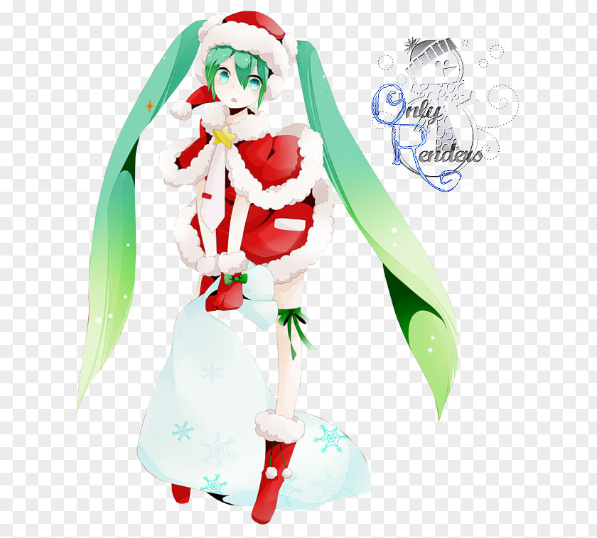 Hatsune Miku Christmas Santa Claus Rendering MikuMikuDance PNG