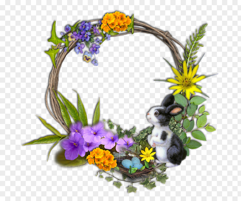 Image Editing Easter Bunny Egg Wreath Postcard PNG